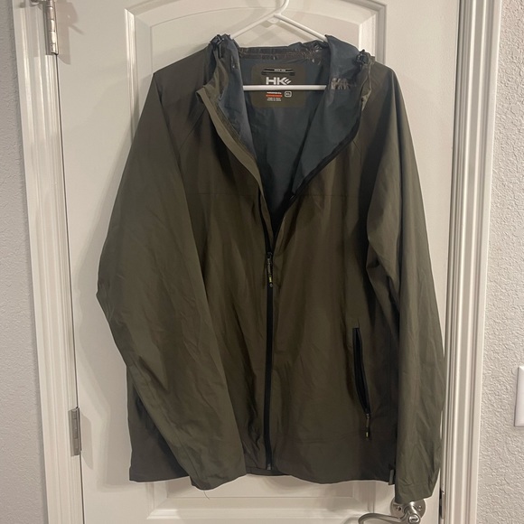 Hawke & Co. Men's Seam Sealed Hooded Water Resistant Rain Jacket Olive green XL - Picture 2 of 9